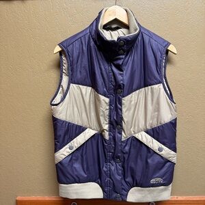 Women’s Purple and Cream Puffer Vest large